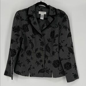 Sag Harbor Gray Blazer with Black Floral Appliqué